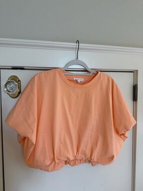 GREY LAB Peach Bubble Hem Tee